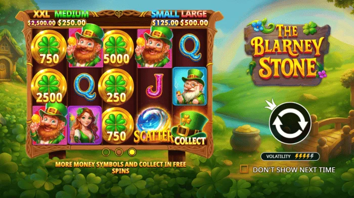 The Blarney Stone - glavni ekran sa kolutovima i zelenom dolinom